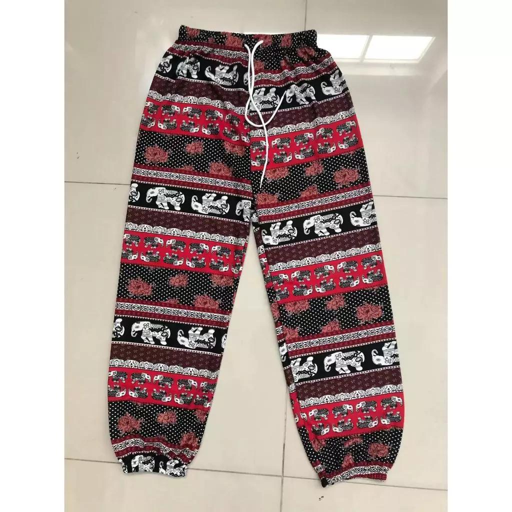 Elefanten Hose Lang Weites Bein Verstellbarer Elastischer Bund Riemen Unisex Damen Herren Druck Thailand Lässig Streetwear Strand Boho Retro Vintage