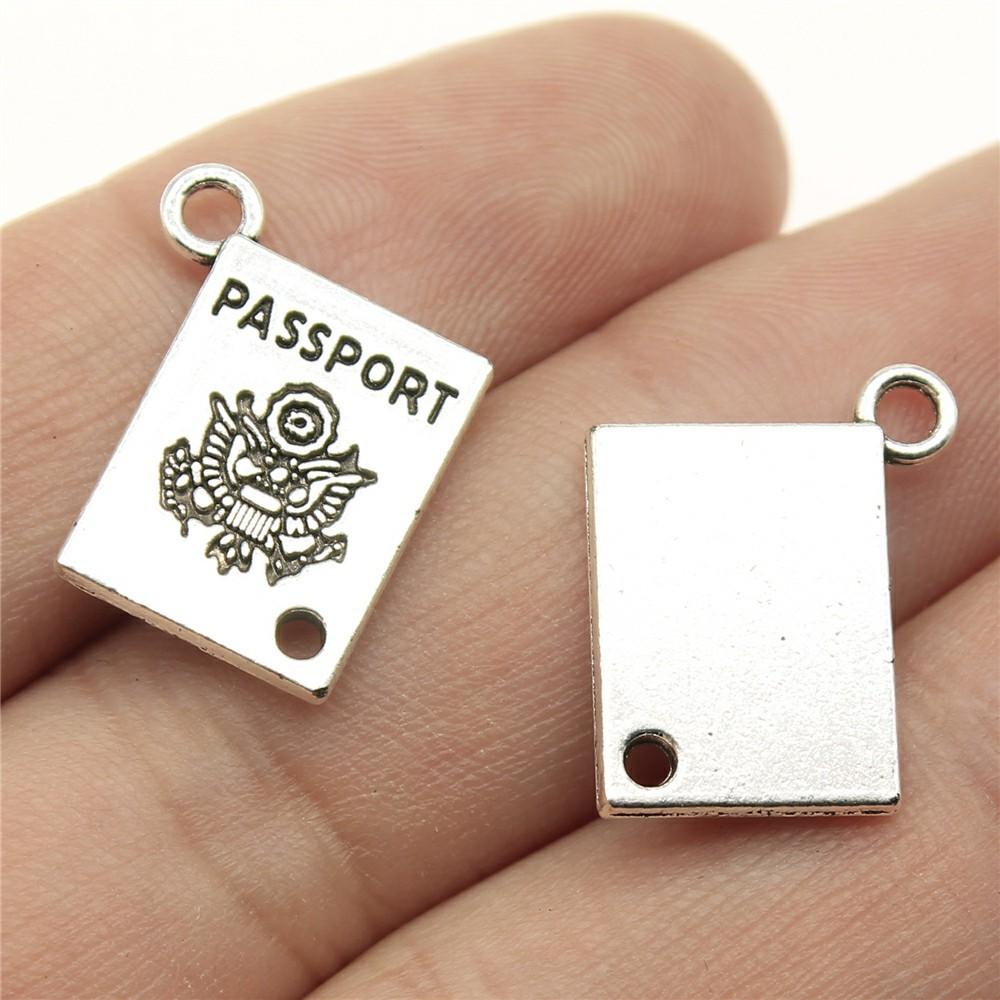10pcs Antique Silver Plated Travel Journey Souvenir Charms Aircraft Passport Charms For Necklace Bracelet Keychain Making