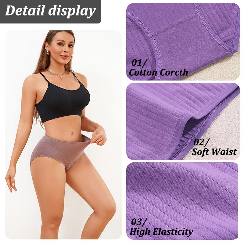 4Pcs/Set Mid Waist Cotton Panties for Women Sexy Lingerie Plus Size Strips Briefs Female Comfort Intimates Underpants