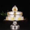 Buddhist Silver Manza Tantric Alloy Handicraft Auspicious Tibetan Buddhism Plate Home Gift Tribute Desktop Indoor Decorative