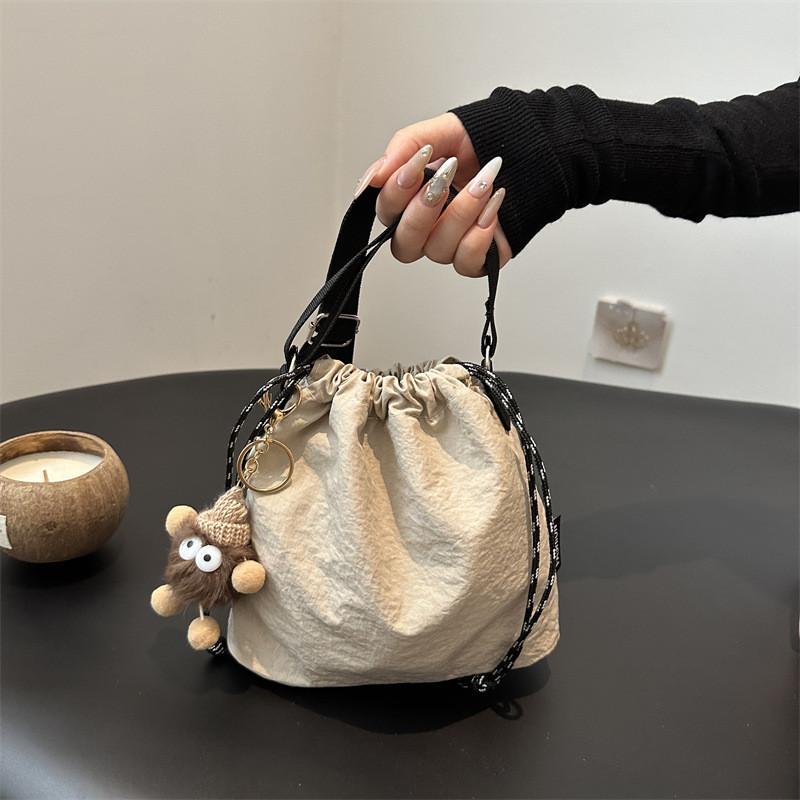 Water Bucket Bag For Women With Drawstring Closure Soft Material Casual Crossbody Purse