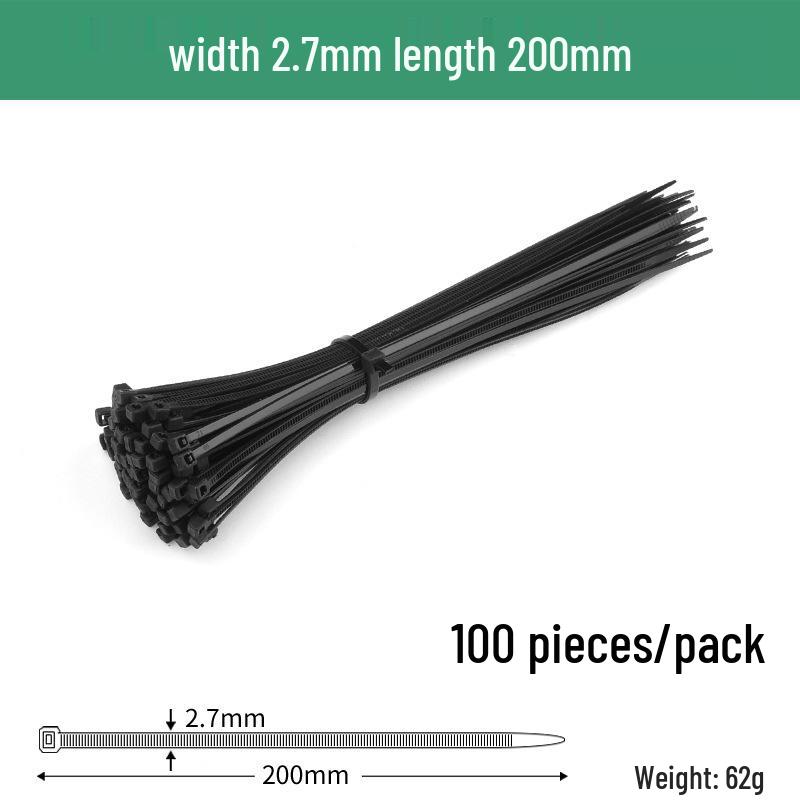 Black Self-Locking Nylon Cable Tie with Strong Anti-Theft Buckle
