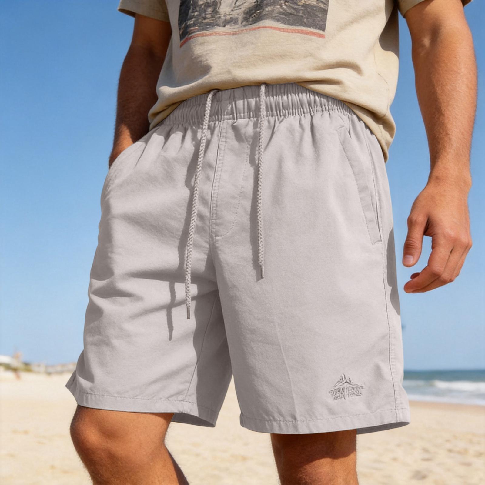

Men Drawstring Waist Cargo Shorts Relaxed Fit Lightweight Material Multiple Pockets Casual Style Versatile Design for Everyday Wear L хаки