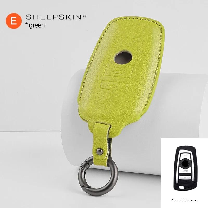 Interior Mouldings Sheepskin Car Key Case Bag For BMW 1 5 6 7 Series G20 G30 G11 G01 G02 F15 F16 F48 X1 X4 X5 X6 X7 Keychain Acc