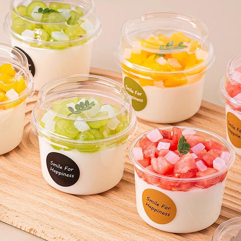 10/50Pcs Dessert Cup With Lid Transparent Ice Cream Cups For Pudding Yogurt Cups Mousse Cake Box Baking Packaging Container