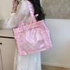 New Fashion Versatile Girls' Strap Bowknot Transparent Splice Advanced Shoulder Bag Large Capacity Shopper Totes CLE