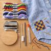 Darning Tool for Holes In Clothes Speedweve Type Loom 12 14 Hooks Small Weaving Loom Kit Wooden Yarn Creations with Needles Mending Jeans Repairing