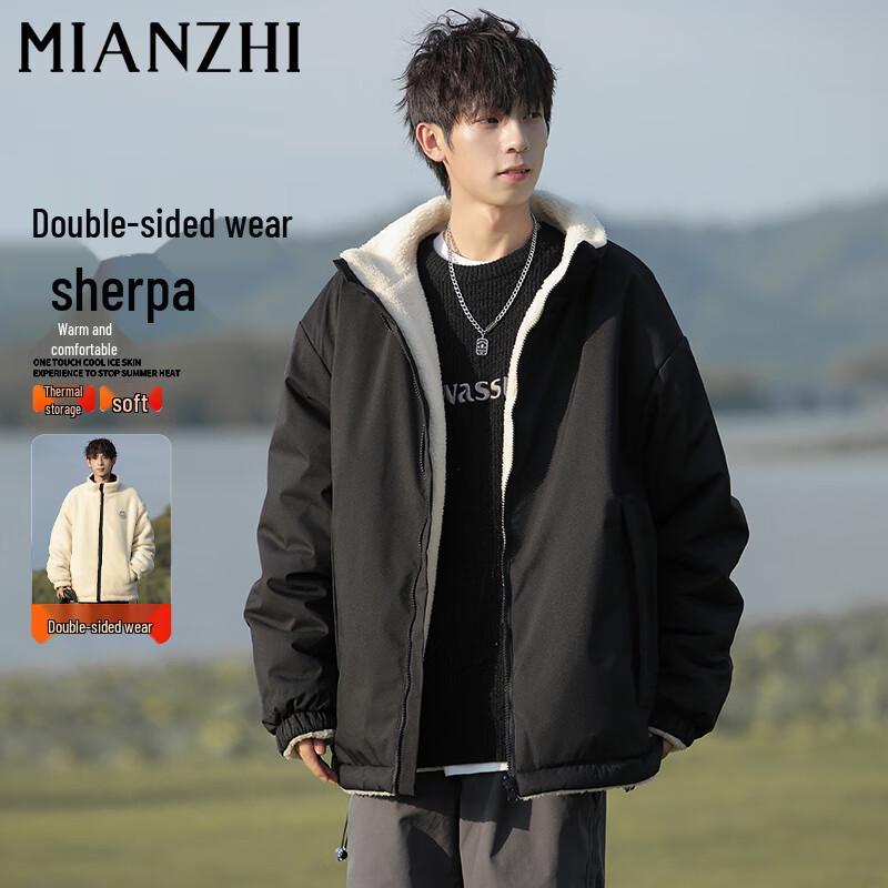 

Men s Double-Sided Lamb Wool Stand-Collar Warm Cotton Jacket XL
