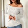 Women's Casual Off-Shoulder Cable Knit Long Sleeve Sweater