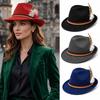 Decorative Side Cord Bavarian Feather Hat Structured Brim Jazz Cap Oktoberfest Hat  Men Women