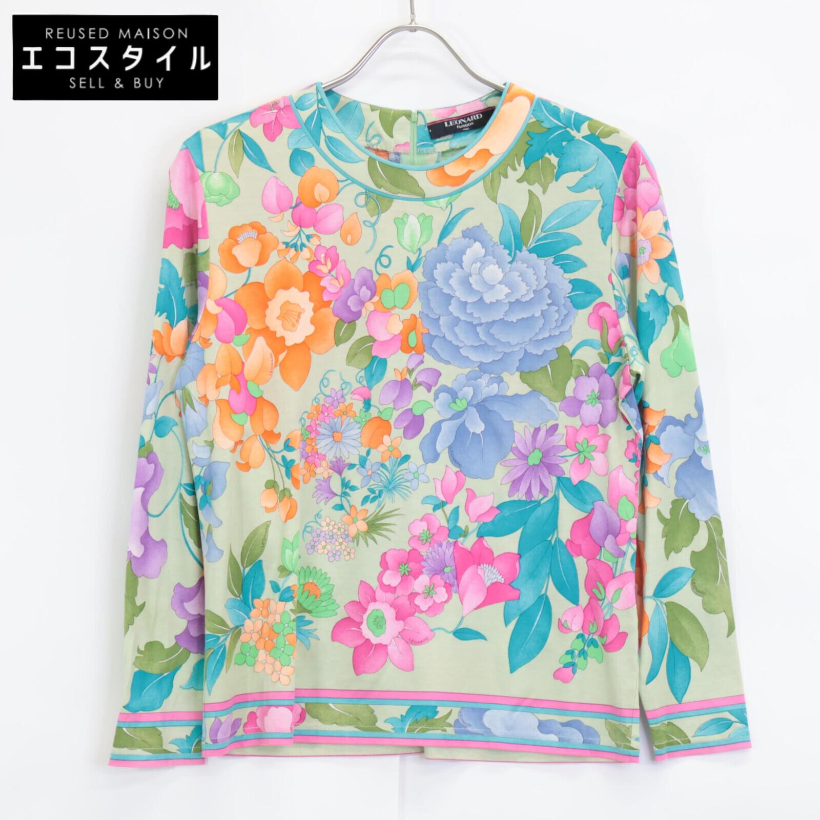 

LEONARD D-HG-2 Green Floral Long Sleeve Blouse tops M multicolorUsed