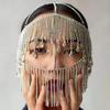 Christmas Jewelry Full of Diamond Tassels Full Face Mask Ball Attention Sparkling Diamond Headwear Face Mask