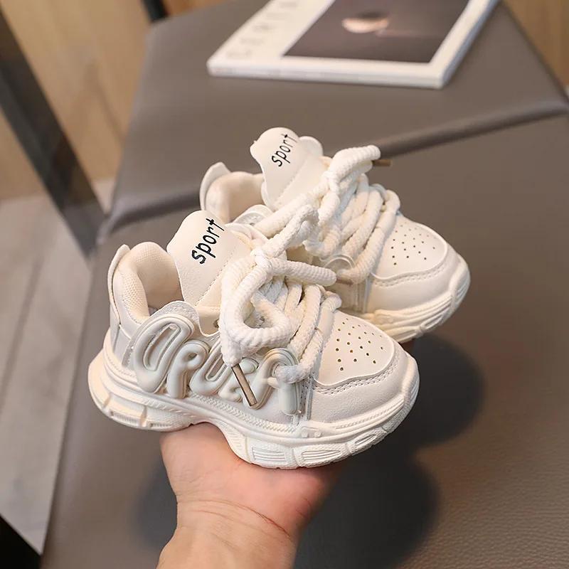 

Children Fashion Sports Shoes Boys Girls Soft Bottom Non Slip Running Walking Shoes Kids Student Casual Breathable Sneakers 21in13.5cm бежевый