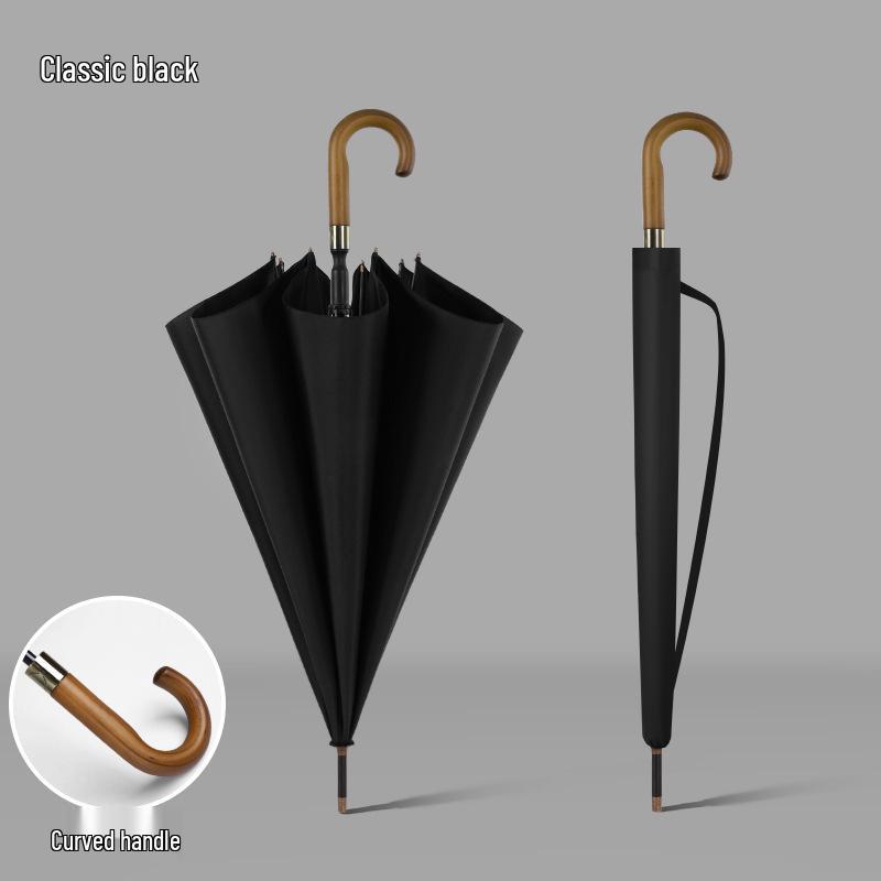Extra Large Solid Wood Golf Umbrella with Automatic Long Handle—Customizable Logo