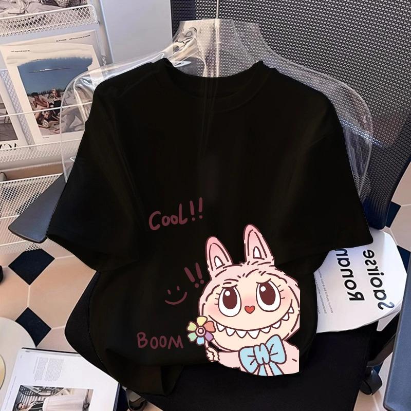 Kreslené Monstrum Elf Grafika Labubu Dětské Tištěné Tričko Léto Dámské Ležérní Venkovní Dívčí Trička s Krátkým Rukávem Top Oblečení