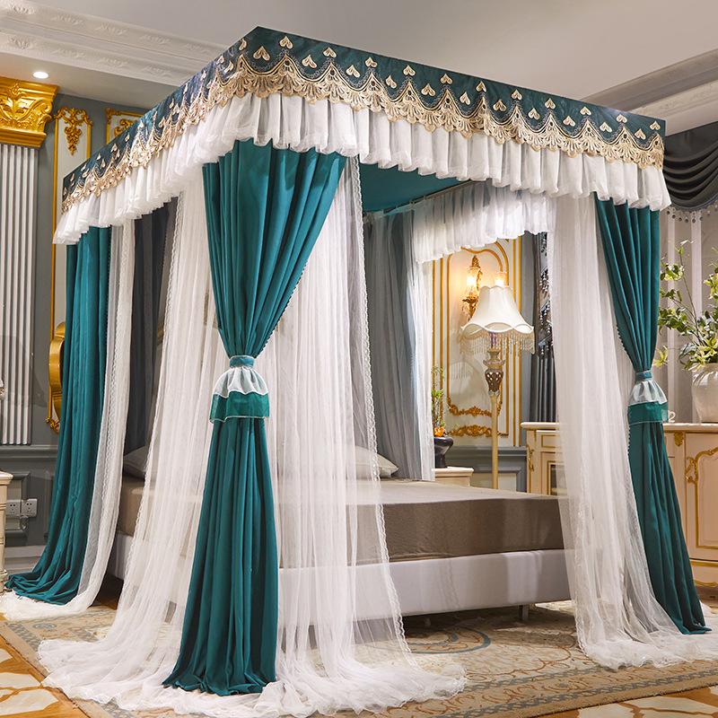 Double Layer Blackout Curtain Mosquito Net with Stainless Steel Bracket - Floor-Standing Design