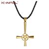 Kinitial Retro Inverted Pentagram Cross Necklaces Upside Down Lucifer Satan Satanic Symbol Pendant Necklace for Man Punk Jewelry