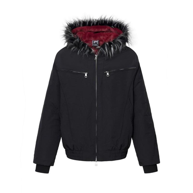 Mens Winter Hooded Puffer Jacket Streetwear Loose Fit Zip Up Cotton Coat With Fur Trim