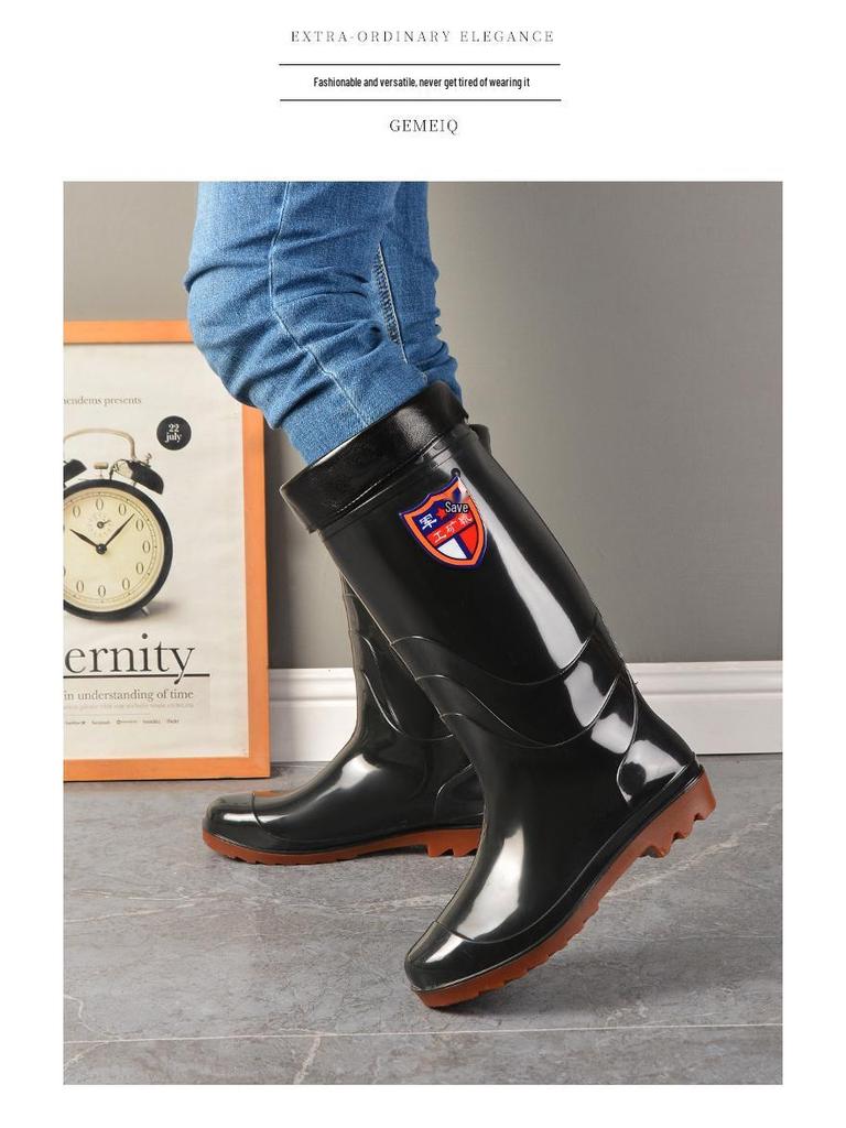 Men's Military Protection Non-Slip High-Top Water & Rain Rubber Shoes