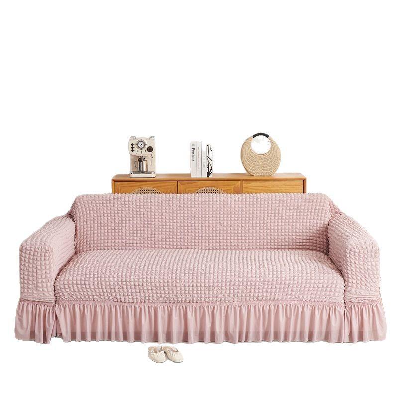 New Style Sofa Cover Seersucker Skirt Model All Inclusive Cover Cloth for All Seasons Lazy All Inclusive Full Cover Elastic Cover