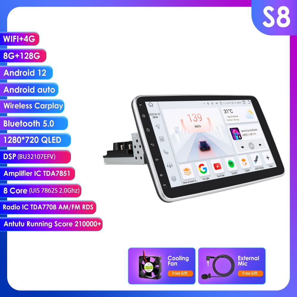 Car Multimedia Player Hizpo Rotatable 1 Din Android 13 Car Radio GPS Navigation Player