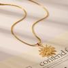 Stainless Steel Sun Pendant Necklace Gold Color Sweater Chain Stainless Steel Necklace  Daily Wear