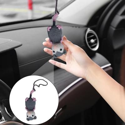 Crochet Possum Car Hanging Decoration Handmade Knitting Mouse Auto Rearview Mirror Ornament Animal Pendant Car Interior Accessories