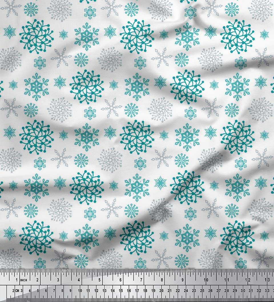 

Тканина Soimoi Japan Crepe Satin Snowflake Artistic Print Тканина на метр 42 дюйма 42 Inch Wide - Poly Crepe зелений