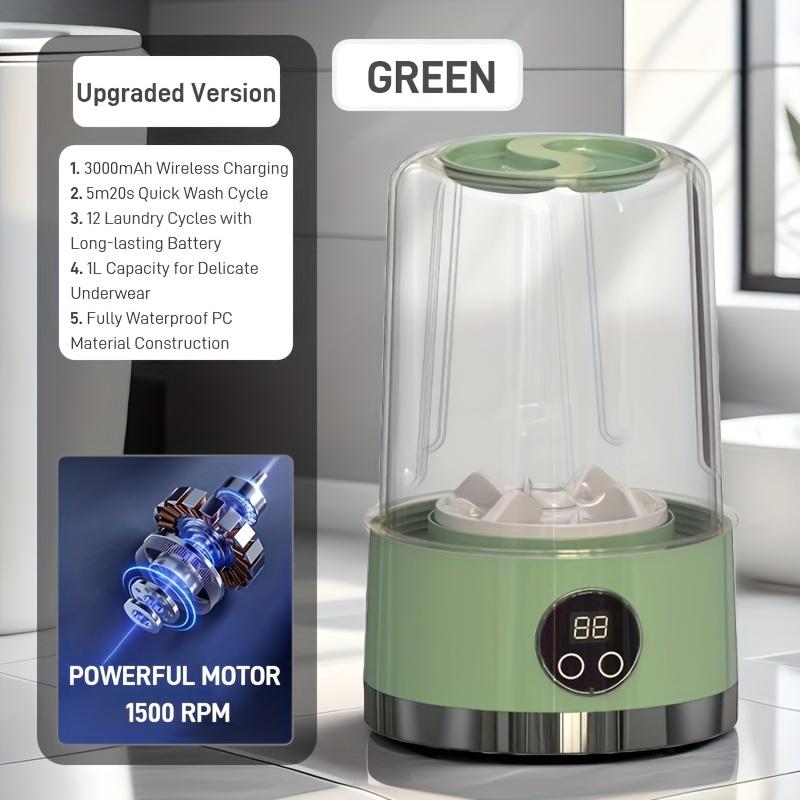 

Перезаряжаемая мини-портативная стиральная машина, подходит для стирки нижнего белья и детской одежды, подходит для квартир, отелей, путешествий и кемпинга зелёный