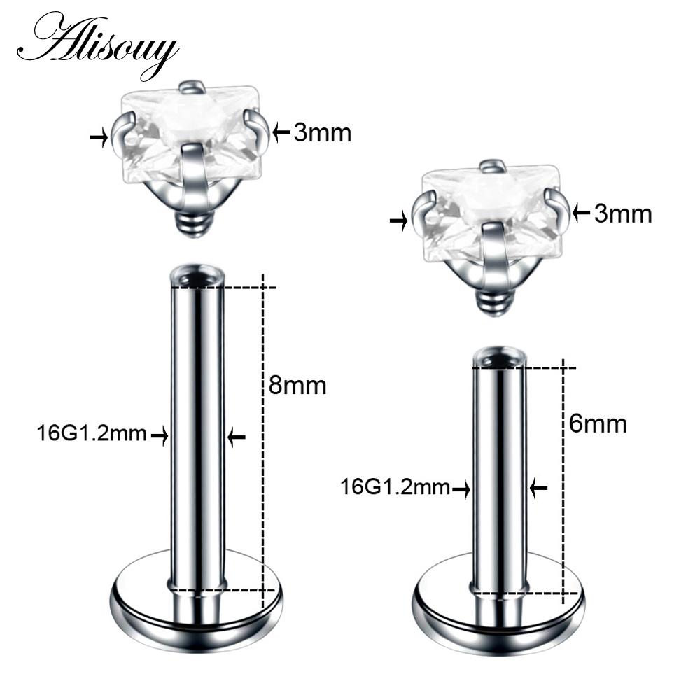 Alisouy 1PC Acciaio Inox Anello Labret Stella di Cristallo Lip Piercing Filettatura Interna Gemma Anello sul Labbro Dell'orecchio Trago Chiodo Orecchini Della Vite Prigioniera monili per il corpo e Piercing