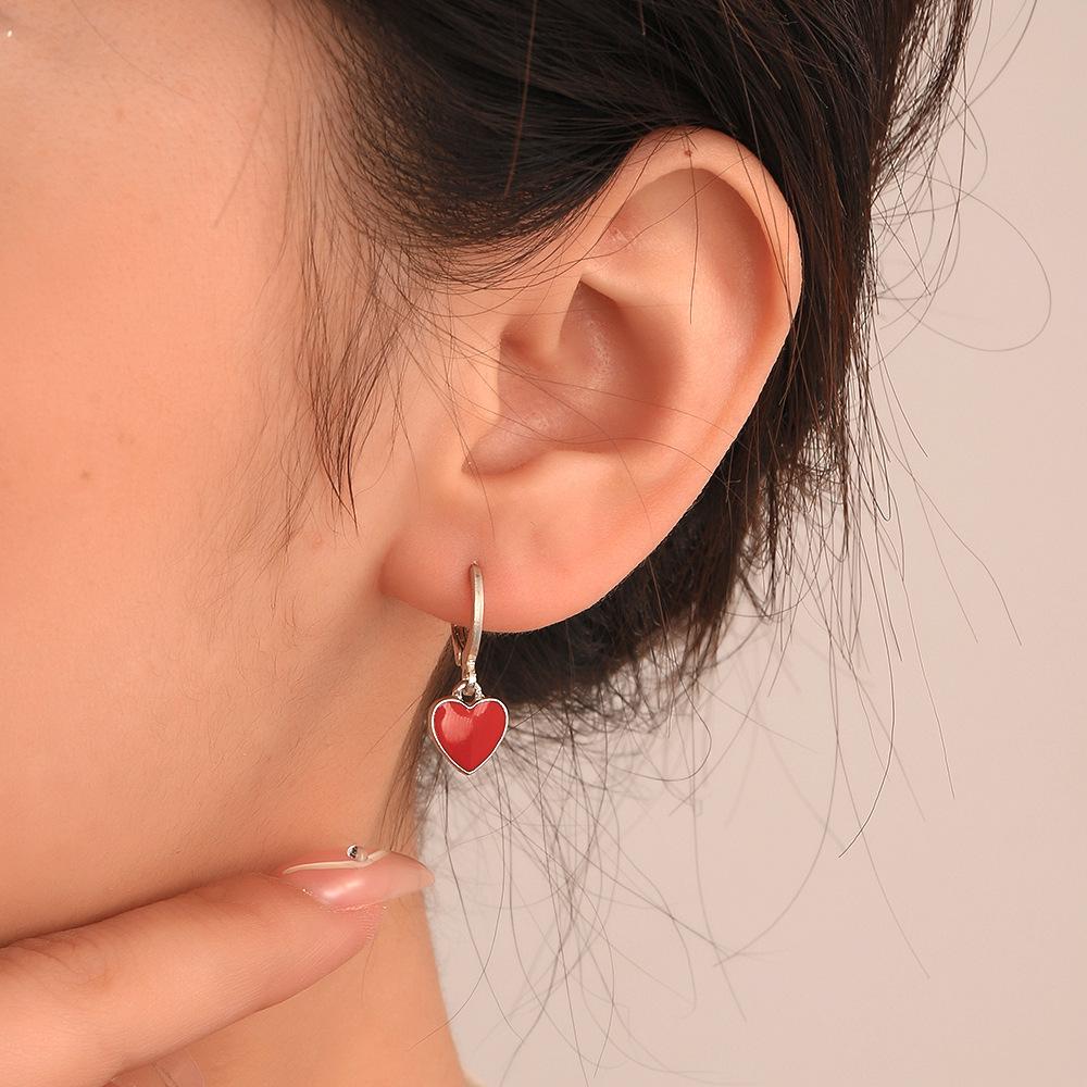 Lovely Heart Hoop Earings For Women Red Heart Hoops Earrings Jewelry
