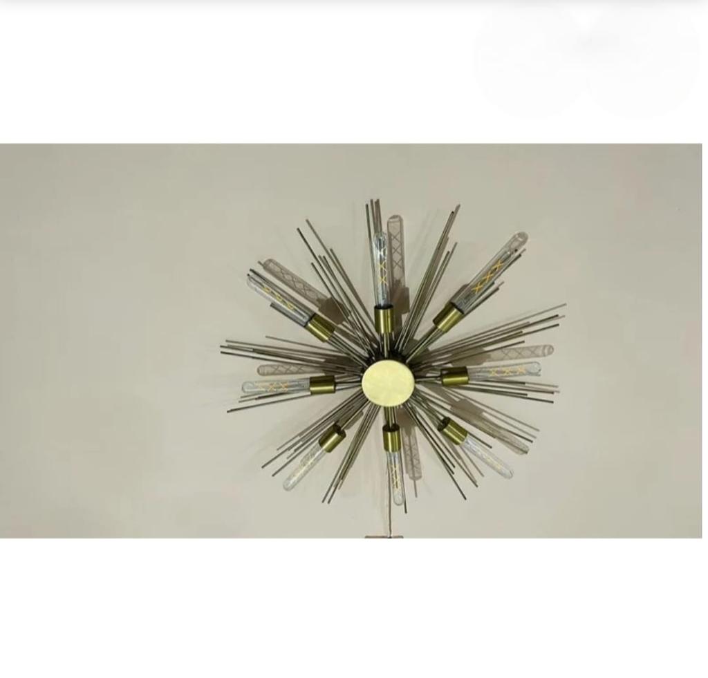 Stilnovo Style 8 Lights Shade Sputnik Chandelier Modern Ceiling Light Fixture Raw Brass