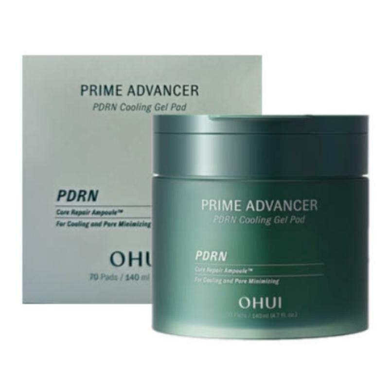 OHUI Prime Advancer PDRN Cooling Gel Pads 70 Sheets | Soothing Hydrogel Face Pads for Redness & Skin Recovery | Korean Skincare with PDRN