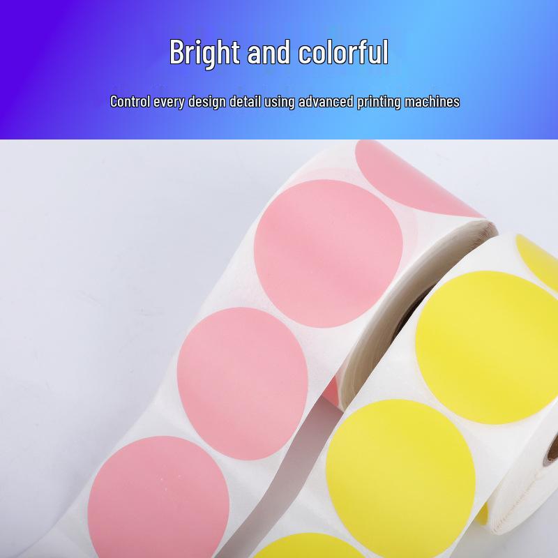 Three-Proof Thermal Self-Adhesive Round Dot Stickers - Red, Yellow, Blue, Green White, 25mm, 500 single
