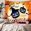 Home bedside room decoration Halloween tapestry, witch skull ghost print hanging cloth, background wall covering