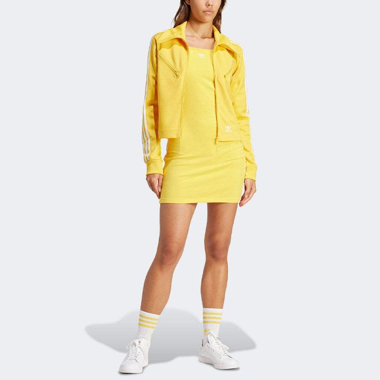 Adidas Originals Adicolor Series Three Stripes Logo Dress Women Dresses Yellow IR8124