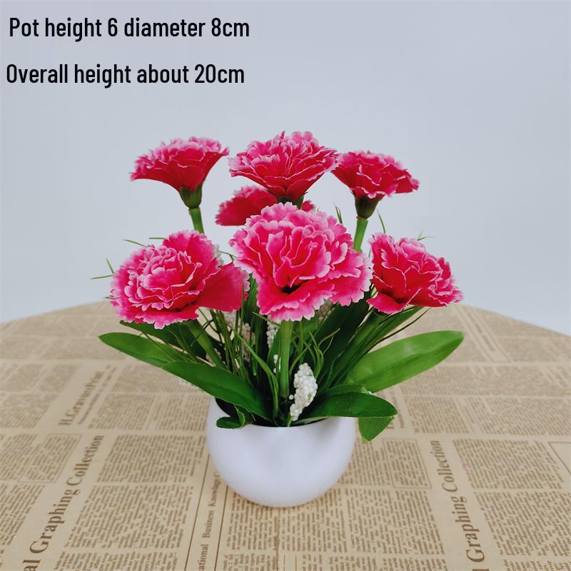Small Silk Carnation Decorative Flower In Pot for Living Room, Coffee Table, or Dining Table Arrangement