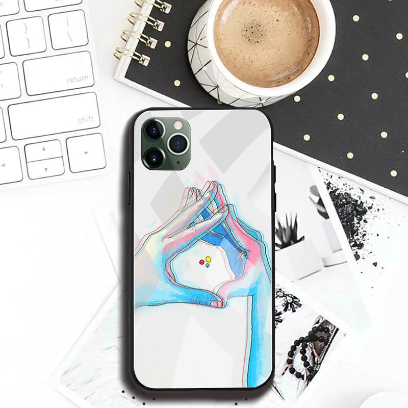 Custodia per Telefono Arte Digitale Amore Trippy Psichedelico Vetro Temperato Per iPhone 12 pro max mini 11Pro XR XS MAX 8 X 7 6S 6 Plus SE case