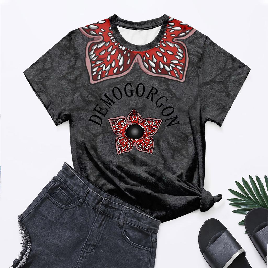 Mode Rundhals Raglan Kurzarm Arbeitskleidung Bedruckte Oberteile Damen Sommeroberteile