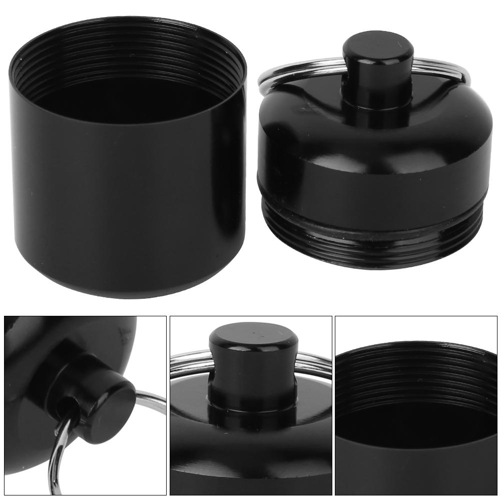 2Pcs Set Aluminum Alloy Mini Medicine Container Box Waterproof Sealing Metal Can with Key Ring for Coin Earplug Storage