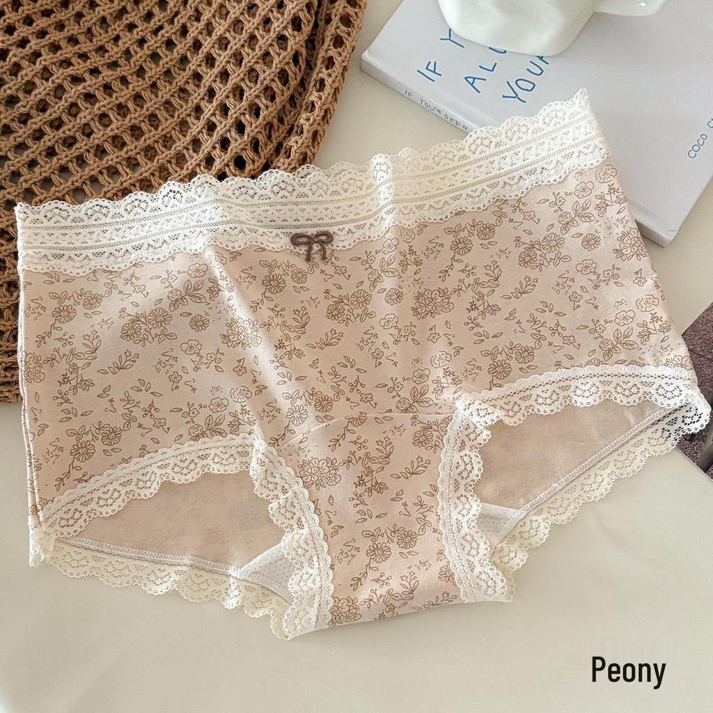 10A Antibacterial Floral Girl's Lace Trim Briefs - Mid-Waist & Comfortable