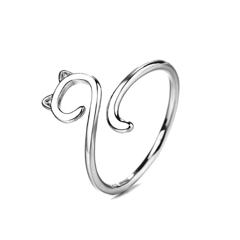 Изящное Милое Кошка Длинный Хвост Пальцевое Кольцо Вязание Крючком Кольцо на Фалангу Пальца Ювелирные Изделия