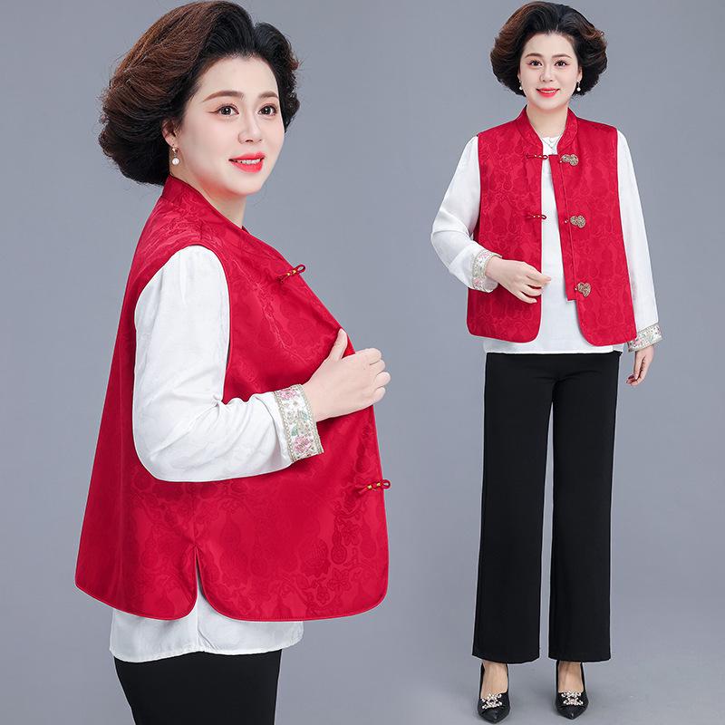 

Mother s Day Spring Sleeveless Vest for Middle-aged and Elderly - Chinese Style Wedding Banquet Attire 2026 L (suggested for 95-110 jin)