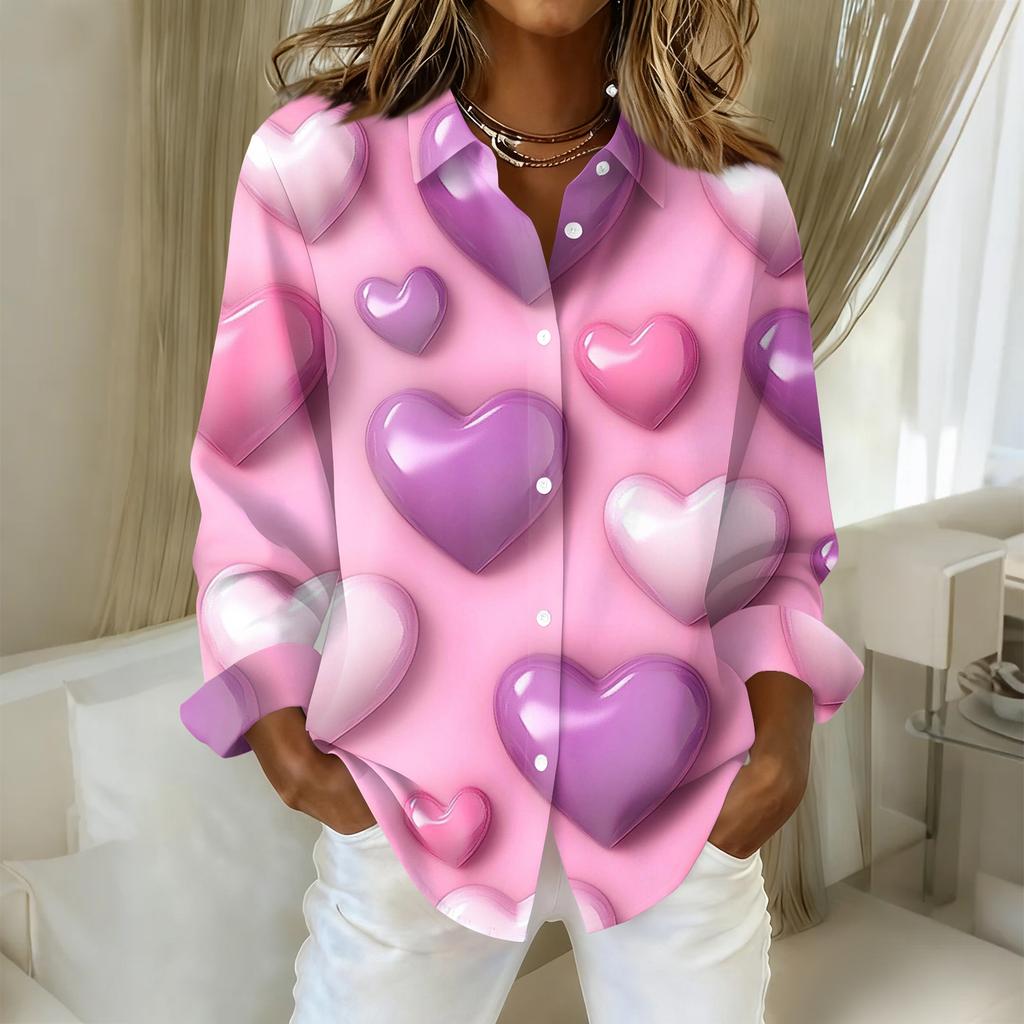 Women's Buttoned Long Sleeved Casual Regular Shirt With Collar Top