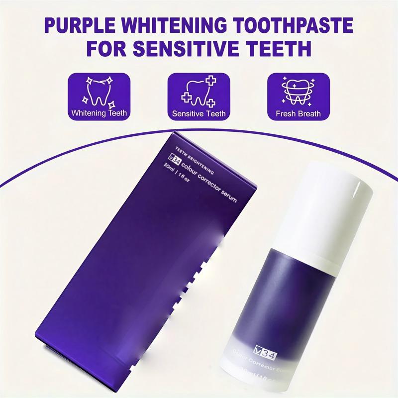 Fioletowa Pasta do Zębów Wybielająca Głębokie Czyszczenie Usuwanie Plam Dentifrice Świeży Oddech Niezbędne do Pielęgnacji Jamy Ustnej w Domu Codzienne Życie 30ml