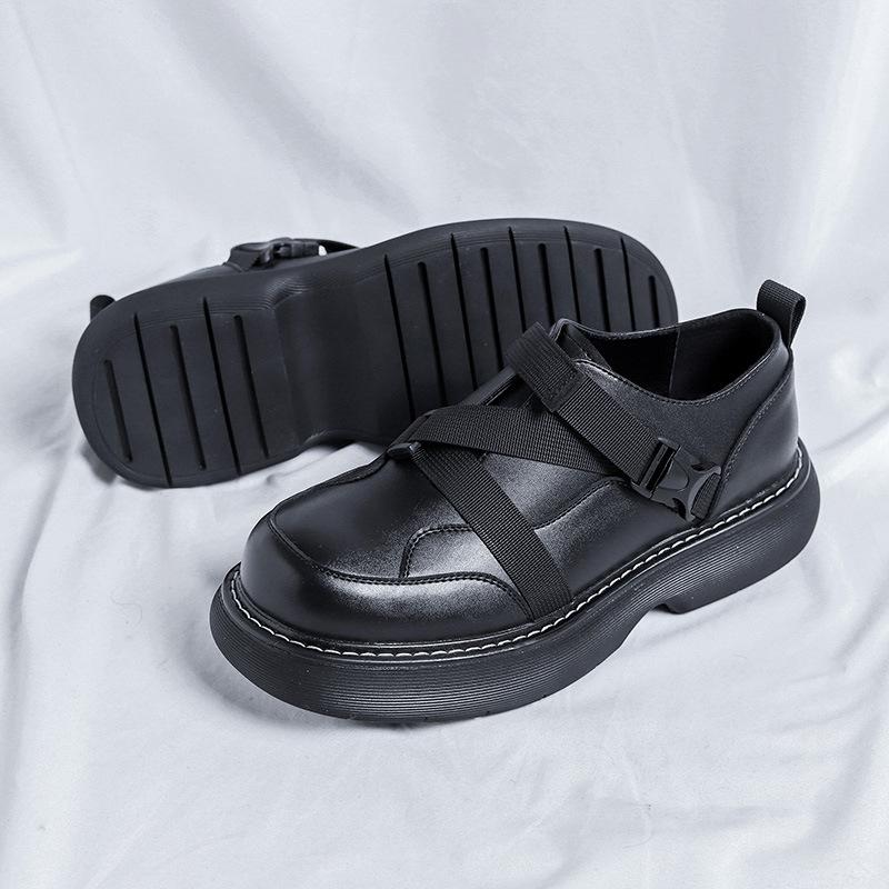 

Кожаные туфли мужские деловые повседневные туфли на одной педали с большим носком модные мужские туфли дерби на платформе 59019-R 44 чёрный