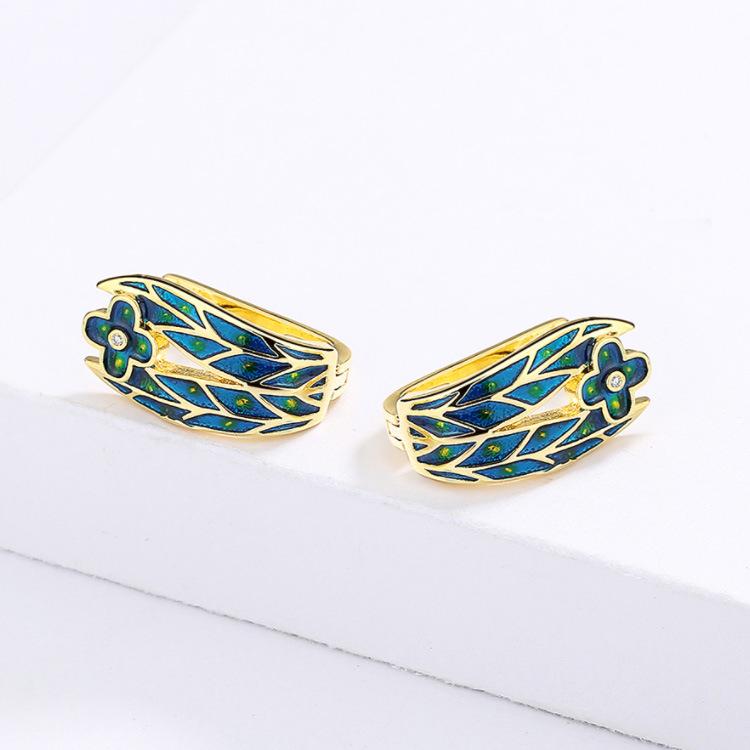 Nowe Kolczyki Damskie Marzenie Kwiat Elegancki Styl Weselny Kwiat Ręcznie Emaliowane Kolczyki