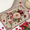 1 Stück Rosa Rose Grünes Blatt Bedruckte Fußmatte Retro Floral Amerikanischer Luxus Eingangstür-Matte Geeignet für Wohnzimmer Schlafzimmer