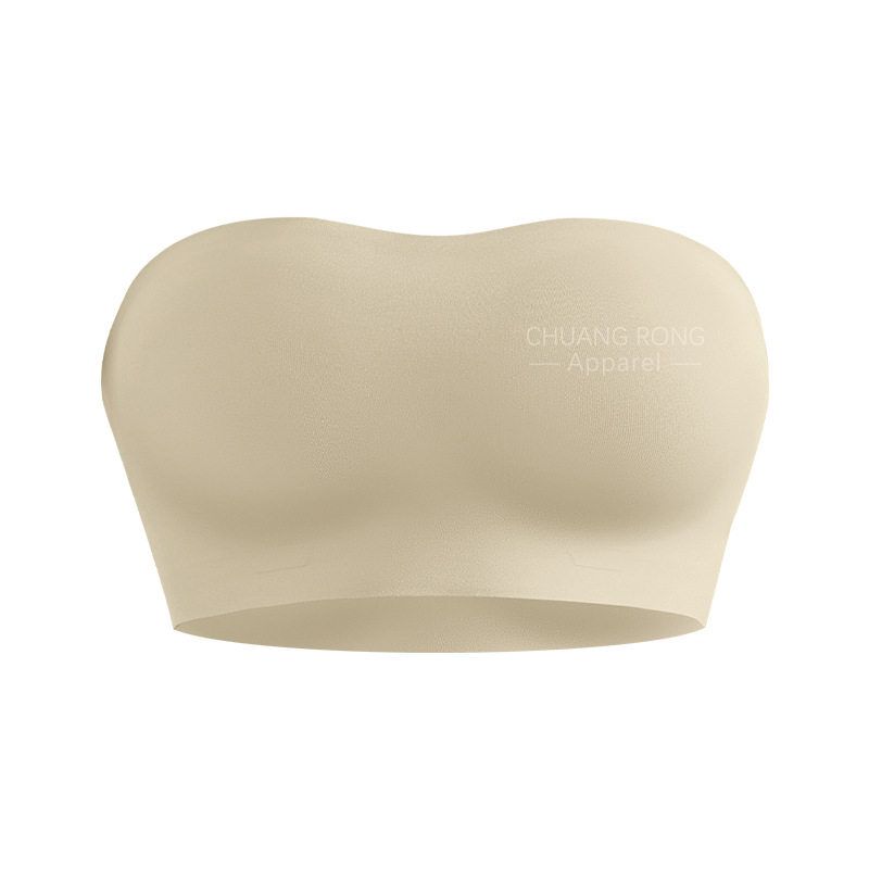 

Cr759 Color Discount Fashion Seamless Tube Top Intimates Female Non Slip Invisible Integrated Fixed Cup Strapless Bra XL Oats