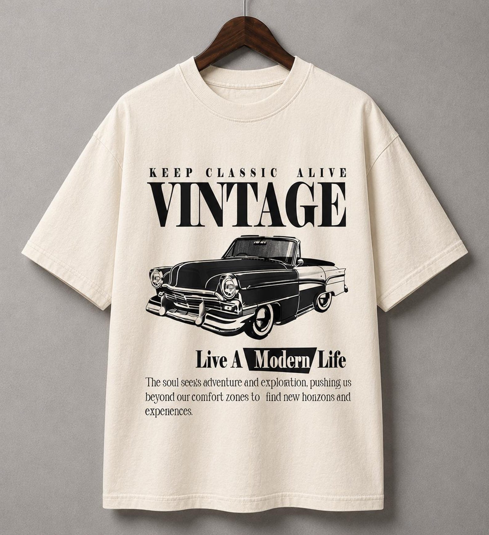 Vintage Classic Car T-Shirt – Retro Convertible Graphic Tee 4XL